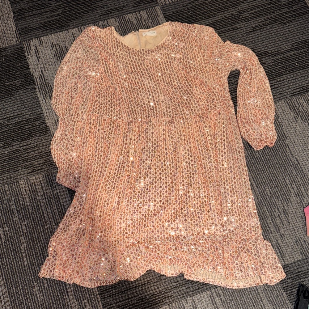Elegant Pink Sequin Midi Dress